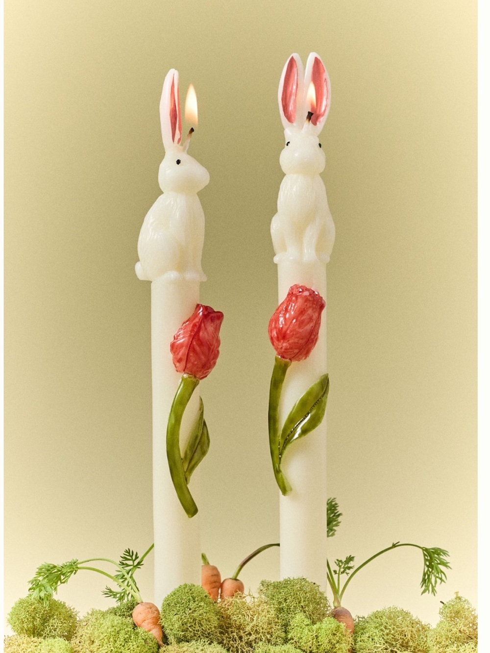 Anthropologie Taper Candles New Bunny Rabbit Easter Spring